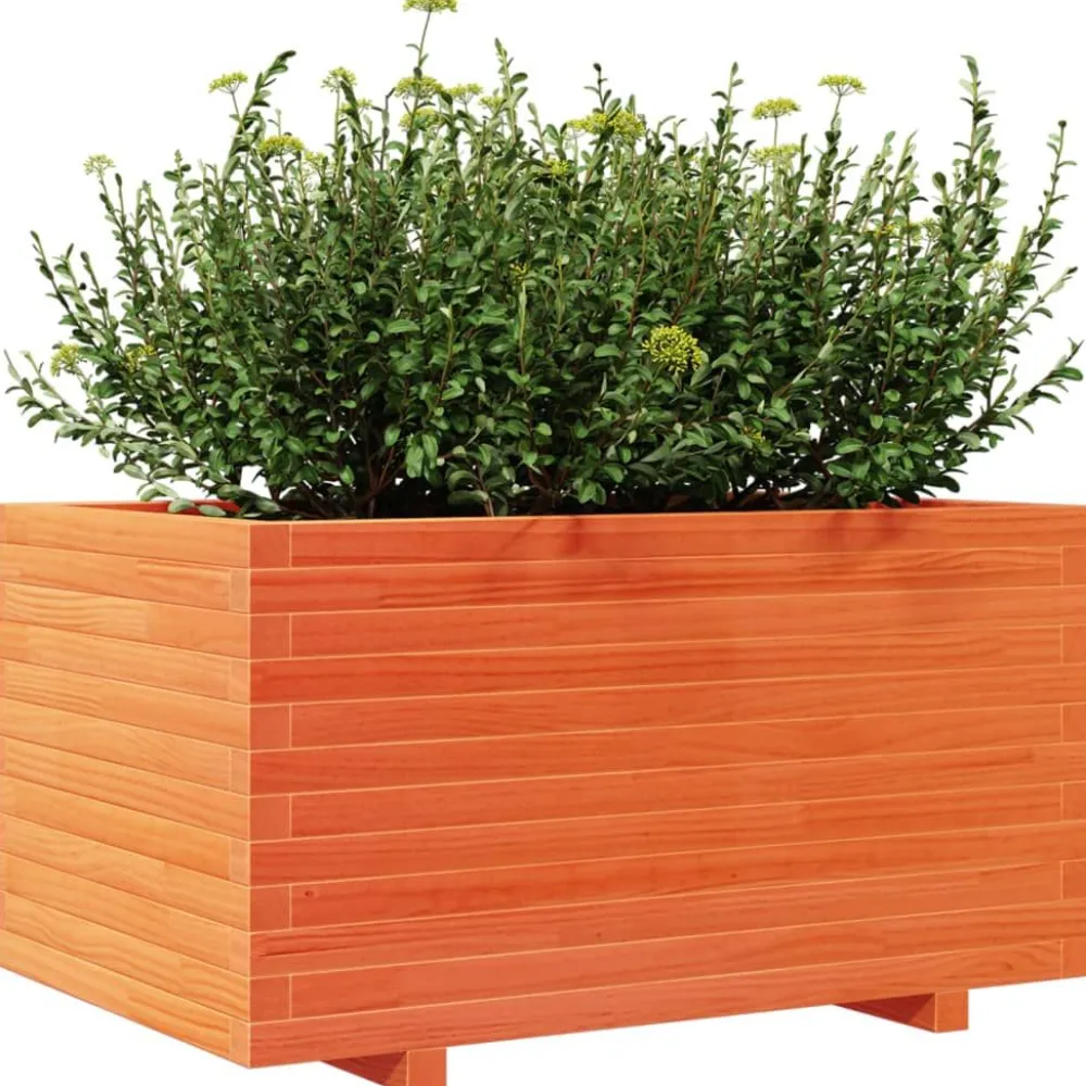 Hot FinePRICE Kukkalaatikko puutarhaan vahanruskea 90x60x49,5 cm täysi mänty (47385)