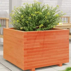 Clearance FinePRICE Kukkalaatikko puutarhaan vahanruskea 70x70x49,5 cm täysi mänty (47365)