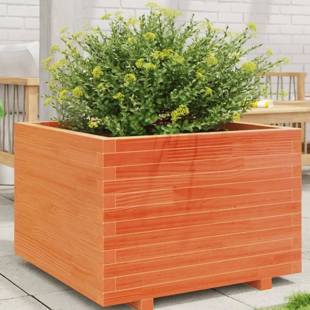 Clearance FinePRICE Kukkalaatikko puutarhaan vahanruskea 70x70x49,5 cm täysi mänty (47365)