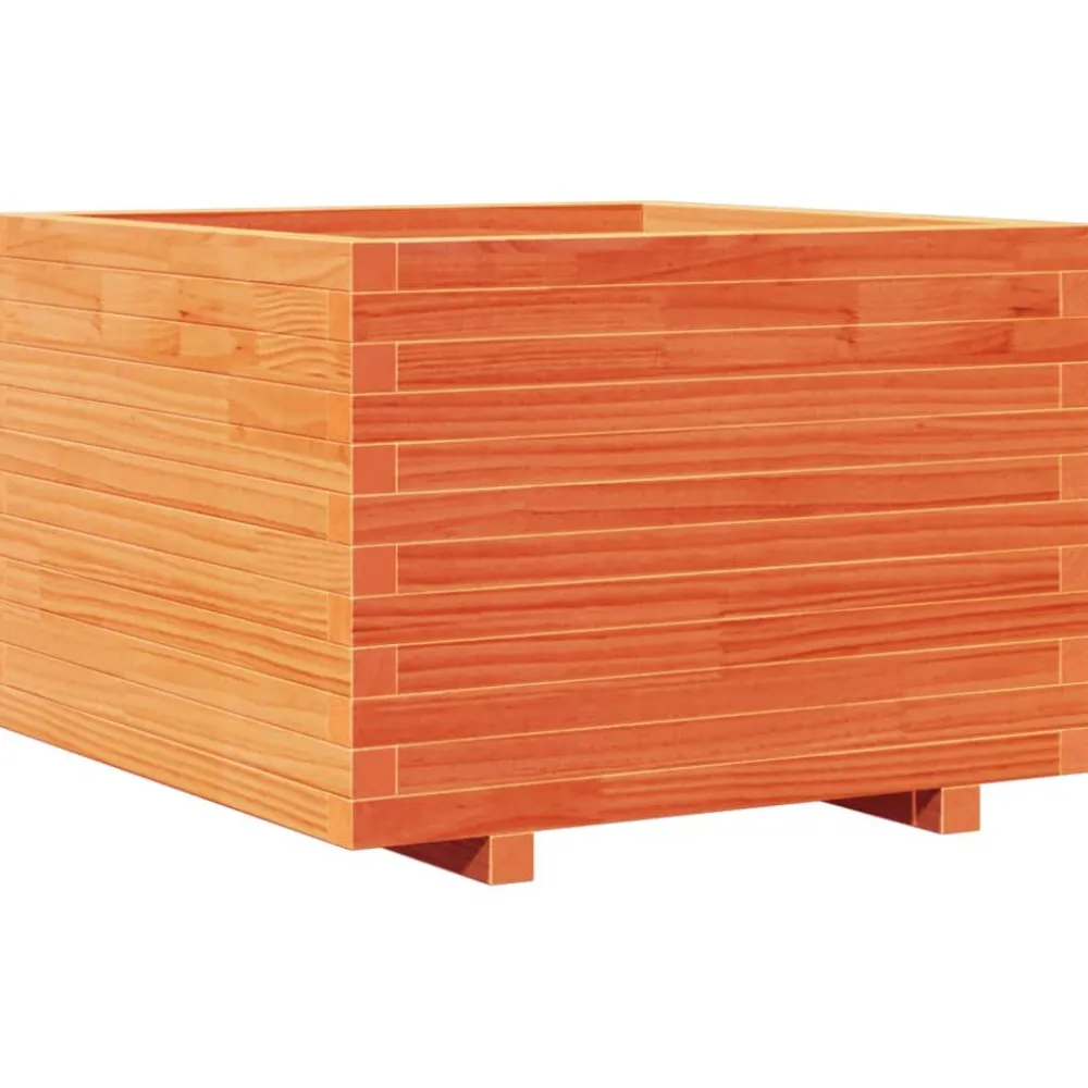 Clearance FinePRICE Kukkalaatikko puutarhaan vahanruskea 70x70x49,5 cm täysi mänty (47365)