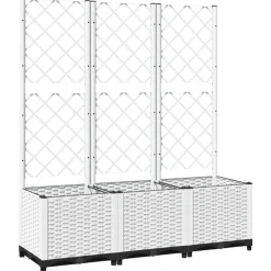 New FinePRICE Kukkalaatikko säleiköllä valkoinen 120x40x136 cm PP