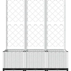 New FinePRICE Kukkalaatikko säleiköllä valkoinen 120x40x136 cm PP