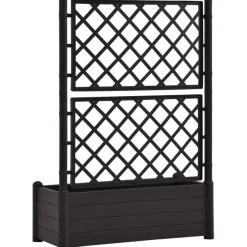 Online FinePRICE Kukkalaatikko säleiköllä 100x43x142 cm pp antrasiitti