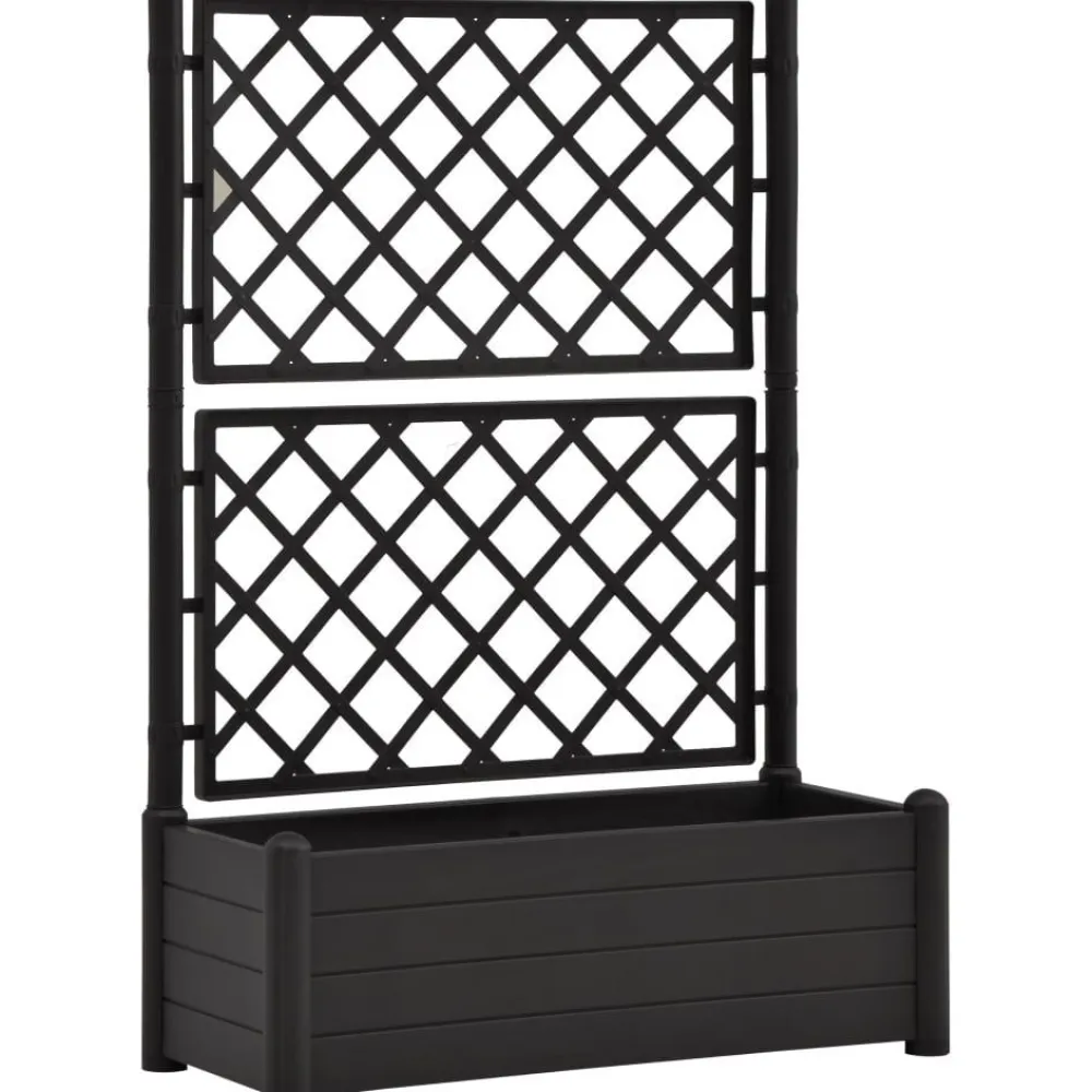 Online FinePRICE Kukkalaatikko säleiköllä 100x43x142 cm pp antrasiitti