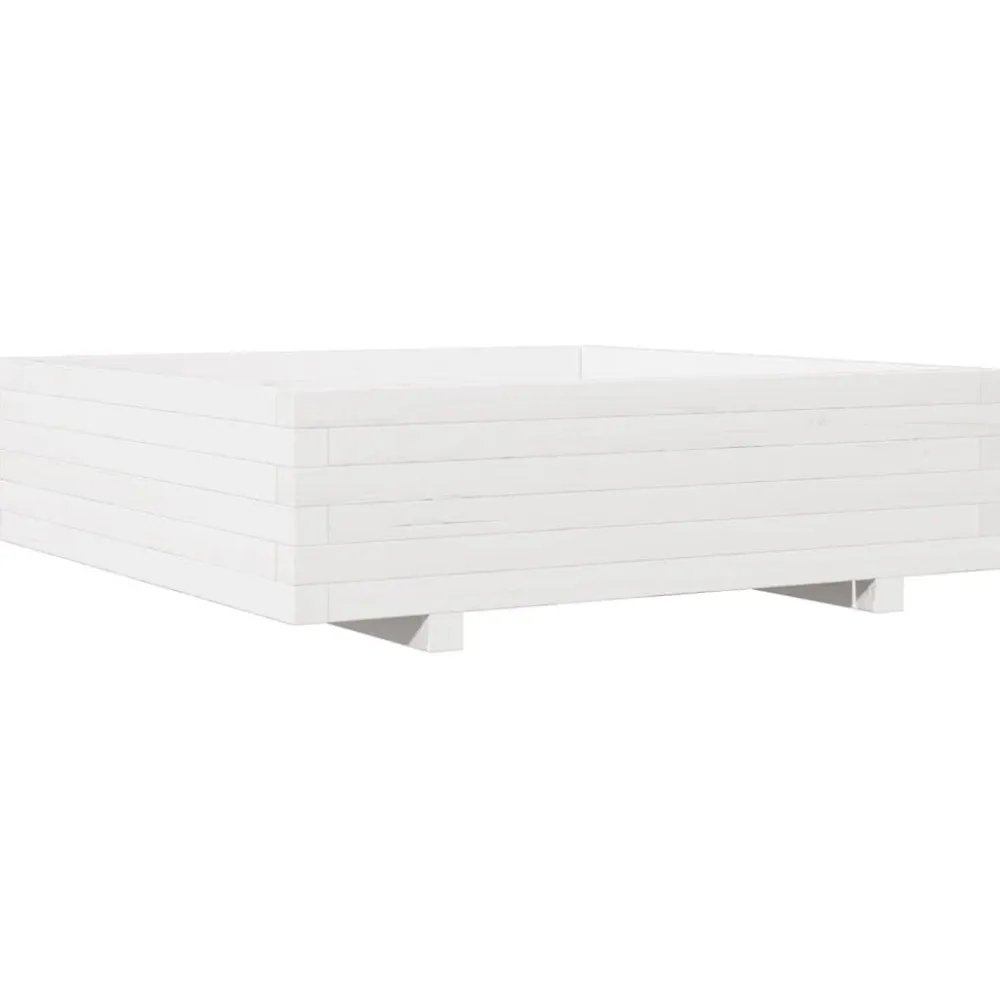 New FinePRICE Kukkalaatikko valkoinen 90x90x26,5 cm täysi mänty (47314)