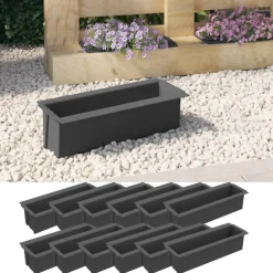 FinePRICE Kukkalaatikot eurolavoille 12 kpl harmaa 36x13,5x9,5 cm PP (18302)