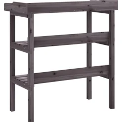Outlet FinePRICE Kukkapöytä hyllyillä harmaa 78x38x82,5 cm, kuusi