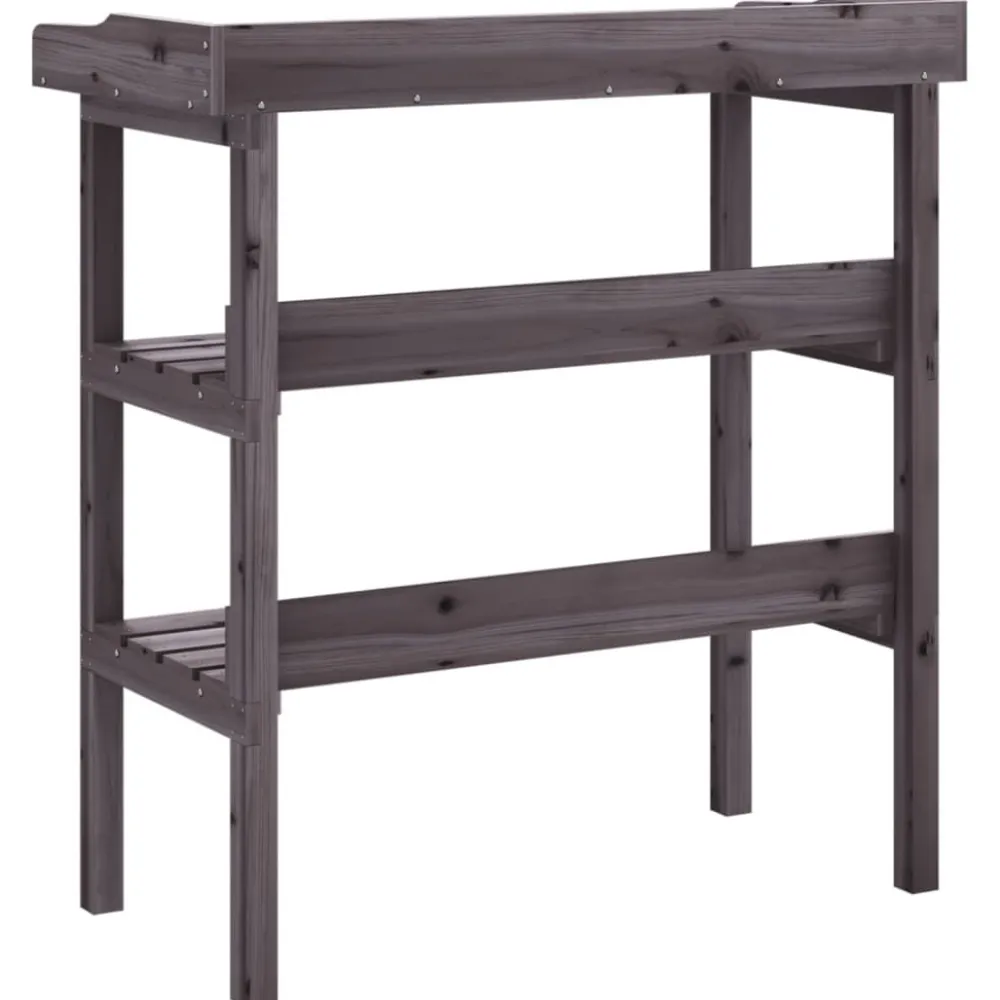 Outlet FinePRICE Kukkapöytä hyllyillä harmaa 78x38x82,5 cm, kuusi