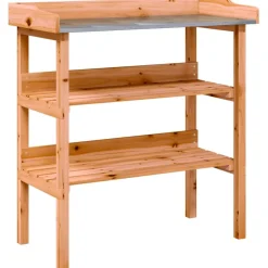 Clearance FinePRICE Kukkapöytä hyllyillä ruskea 78x38x82,5 cm täysi kuusi (56353)