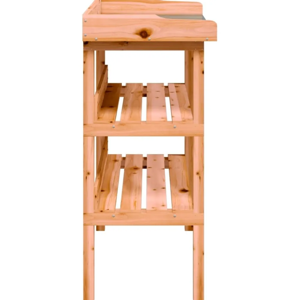 Clearance FinePRICE Kukkapöytä hyllyillä ruskea 78x38x82,5 cm täysi kuusi (56353)