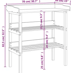 Clearance FinePRICE Kukkapöytä hyllyillä ruskea 78x38x82,5 cm täysi kuusi (56353)