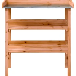 Clearance FinePRICE Kukkapöytä hyllyillä ruskea 78x38x82,5 cm täysi kuusi (56353)