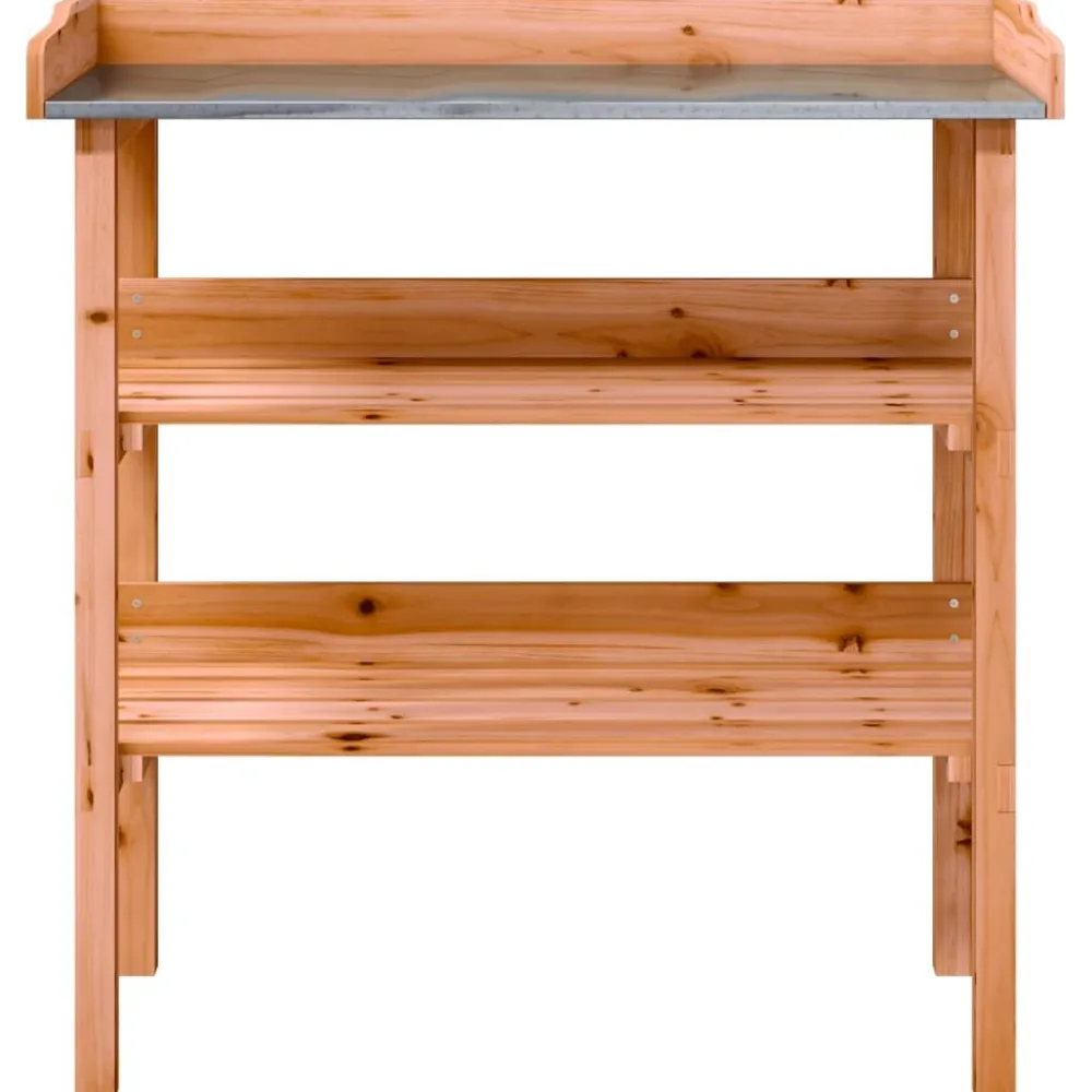 Clearance FinePRICE Kukkapöytä hyllyillä ruskea 78x38x82,5 cm täysi kuusi (56353)
