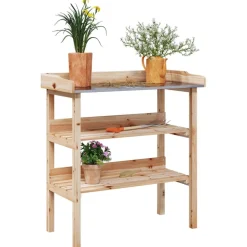 Hot FinePRICE Kukkapöytä hyllyillä 78x38x82,5 cm, kuusi