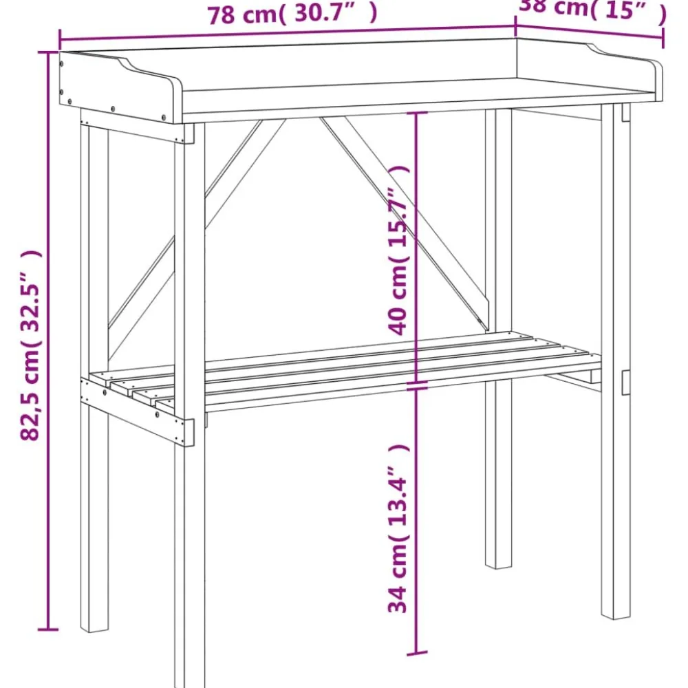 Discount FinePRICE Kukkapöytä hyllyllä ruskea 78x38x82,5 cm täysi kuusi (56350)