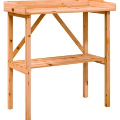 Discount FinePRICE Kukkapöytä hyllyllä ruskea 78x38x82,5 cm täysi kuusi (56350)