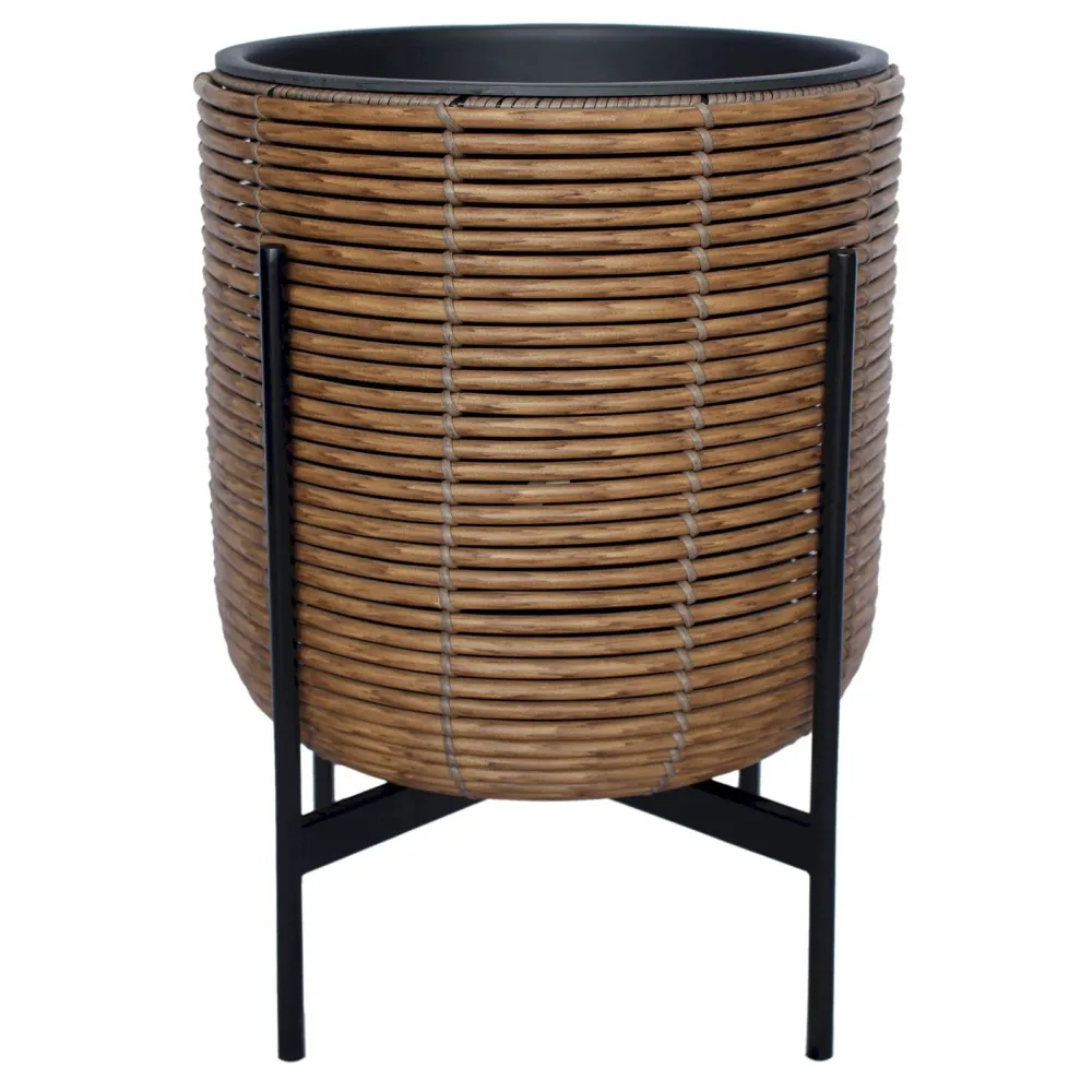Clearance Home4you Kukkaruukku Wicker jalustalla 38x38x49cm, ruskea