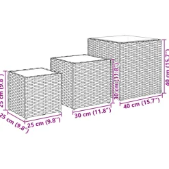 FinePRICE Kukkaruukut 3 kpl harmaa polyrottinki (66397)