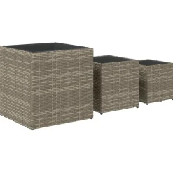 FinePRICE Kukkaruukut 3 kpl harmaa polyrottinki (66397)