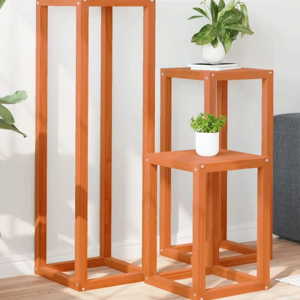 Outlet FinePRICE Kukkatelineet 3 kpl vahanruskea täysi mänty (44472)