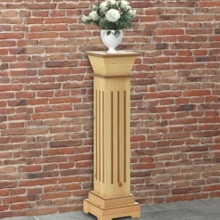 Discount FinePRICE Kukkateline klassinen pilari neliö vaalea puu 17x17x66 cm MDF