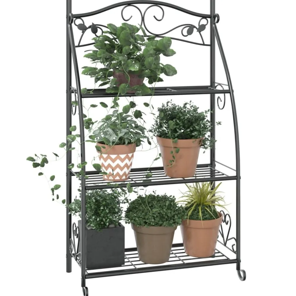 New FinePRICE Kukkateline musta 56x30x96 cm teräs