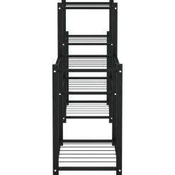 FinePRICE Kukkateline pyörillä 83x25x63,5 cm musta rauta