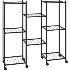 Sale FinePRICE Kukkateline pyörillä 83x25x83,5 cm musta rauta