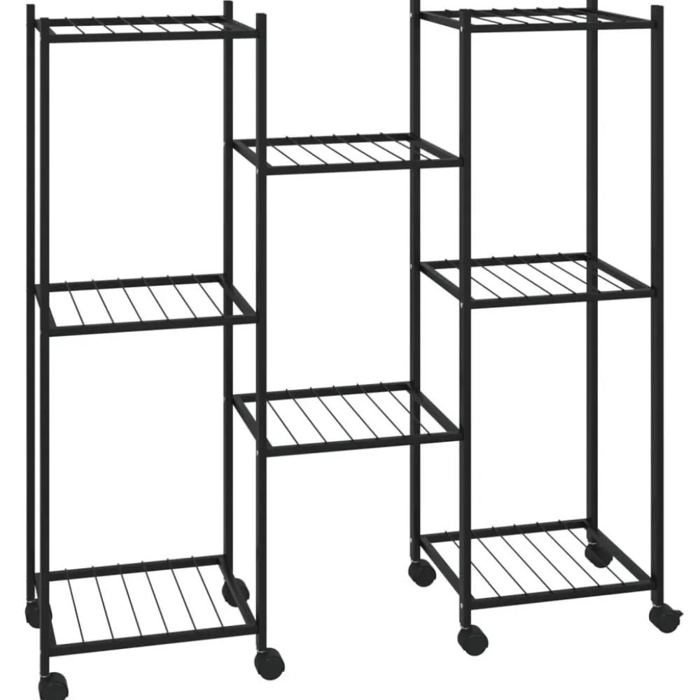 Sale FinePRICE Kukkateline pyörillä 83x25x83,5 cm musta rauta