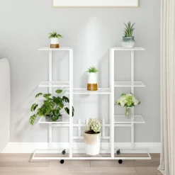 Best FinePRICE Kukkateline 94,5x25x89 cm rauta Valkoinen