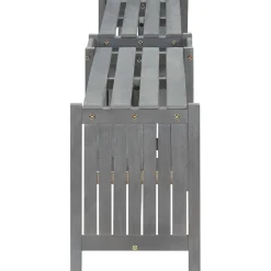 Hot FinePRICE Kulmapenkki kukkalaatikolla 117 cm, akaasiapuu harmaa