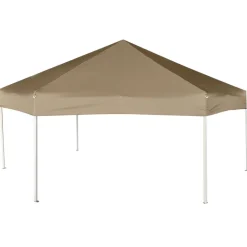 Clearance FinePRICE Kuusikulmainen pop-up katos sivuseinillä 3,6x3,1m 220g/m² taupe