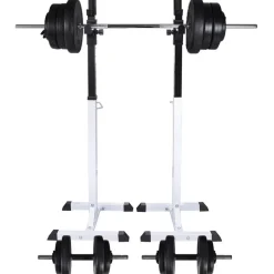 Clearance FinePRICE Kyykkyteline levytanko- ja käsipainosarjalla, 60.5kg