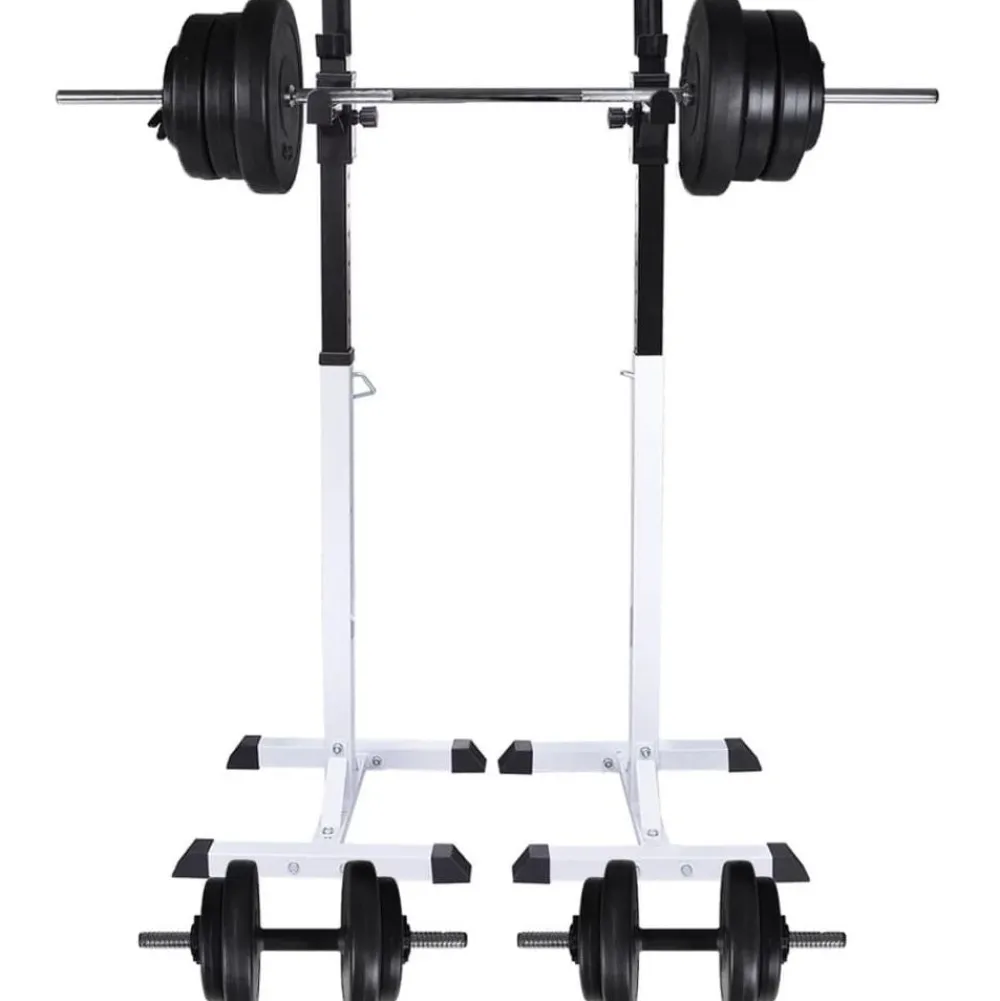 Clearance FinePRICE Kyykkyteline levytanko- ja käsipainosarjalla, 60.5kg