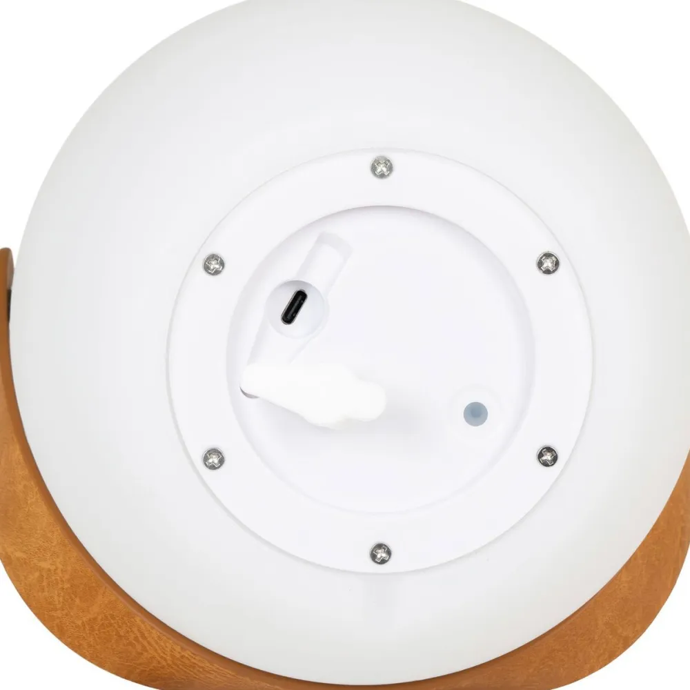 Discount House Nordic Ladattava pöytävalaisin Cardiff, Bluetooth-kaiuttimella, ø18cm, sisä- ja ulkokäyttöön, valkoinen/ruskea