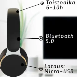 Discount Kuura Langattomat sankakuulokkeet Bass Black