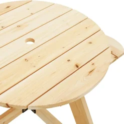Sale FinePRICE Lasten piknikpöytä aurinkovarjoreiällä, 4 lapselle, täysi kuusi, eri värejä (38278)