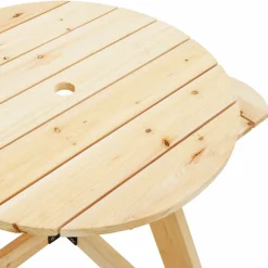 Outlet FinePRICE Lasten piknikpöytä 4 lapselle aurinkovarjo pyöreä täysi kuusi (81621)