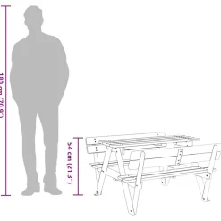Outlet FinePRICE Lasten piknikpöytä 4 lapselle aurinkovarjoreikä täysi kuusi (08986)