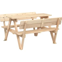 Best FinePRICE Lasten piknikpöytä 4 lapselle aurinkovarjolla täysi kuusi (81617)