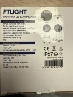 FTLight LED-laiturivalaisin Marina I 1,5W 24V 4000K IP67 musta alumiini