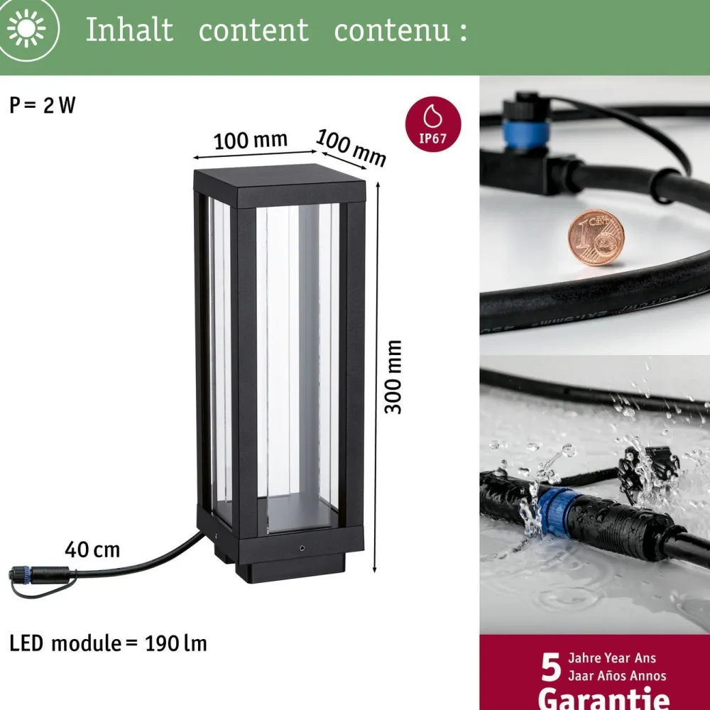 Discount Paulmann LED-lyhty Plug & Shine Classic, 30cm, Smart Home Zigbee 3.0, IP44, RGBW, antrasiitti