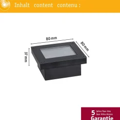 New Paulmann LED-maavalaisin aurinkokennolla Domenic, 8x8cm, IP67, 3000K, musta
