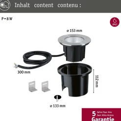 Clearance Paulmann LED-maavalaisin Durea, IP67, 15.3cm, 3000K, 75°, rst