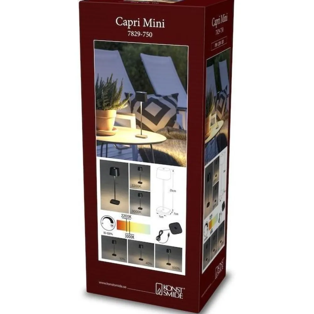 Konstsmide LED-pöytävalaisin Lounge Capri Mini, ladattava, eri värejä