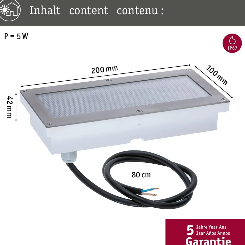 Online Paulmann LED-terassivalaisin liiketunnistimella Brick, IP67, 20x10cm, 3000K, alumiini