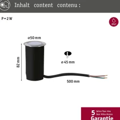 Best Paulmann LED-terassivalaisin , IP65, 50mm, 2200K, alumiini