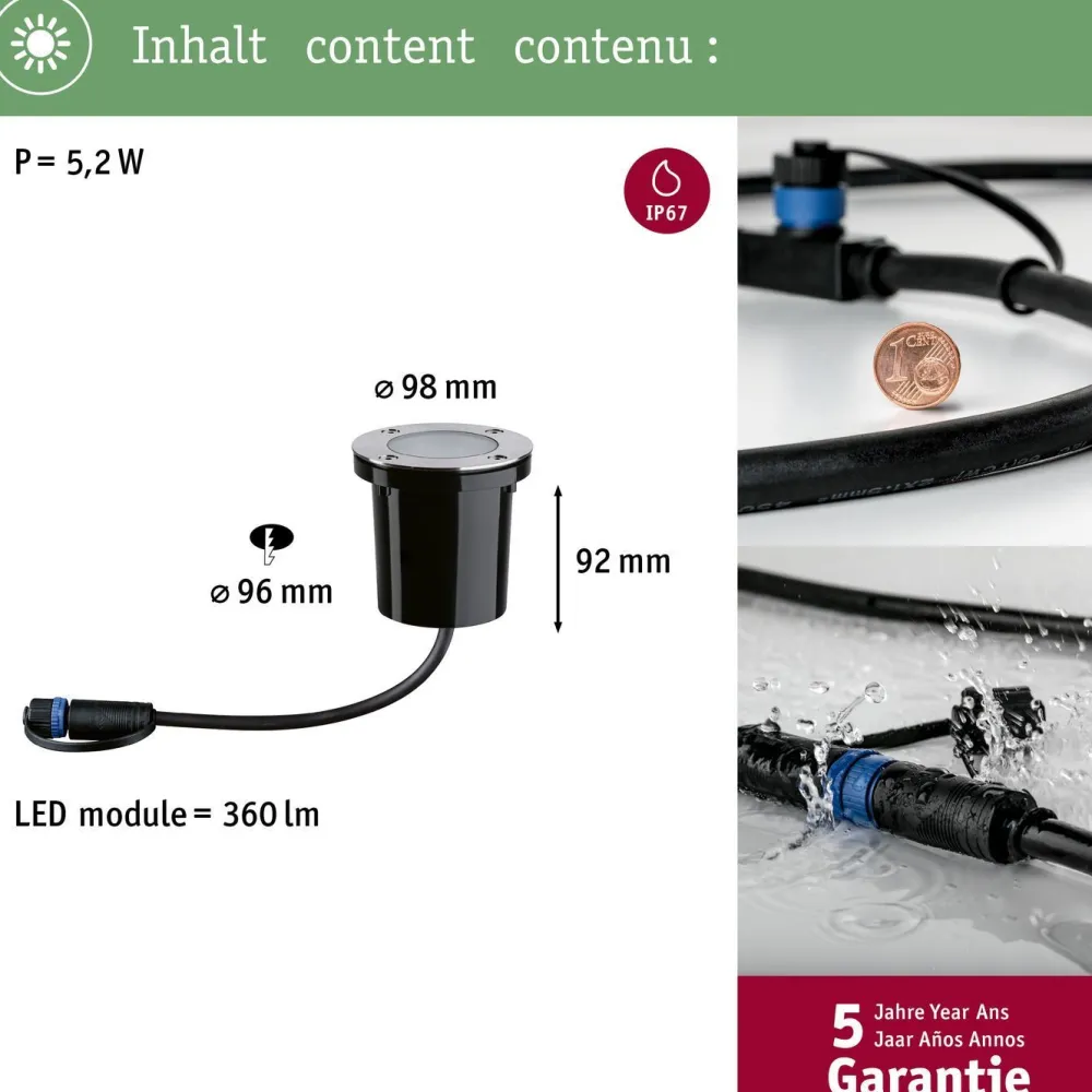 Hot Paulmann LED-terassivalaisin Plug & Shine, Smart Home Zigbee 3.0, IP65, säädettävä värilämpötila, musta