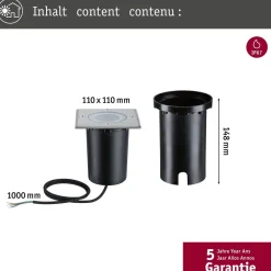 Sale Paulmann LED-terassivalaisin Floor, Smart Home Zigbee 3.0, IP67, 11x11cm, RGBW+, harjattu rauta