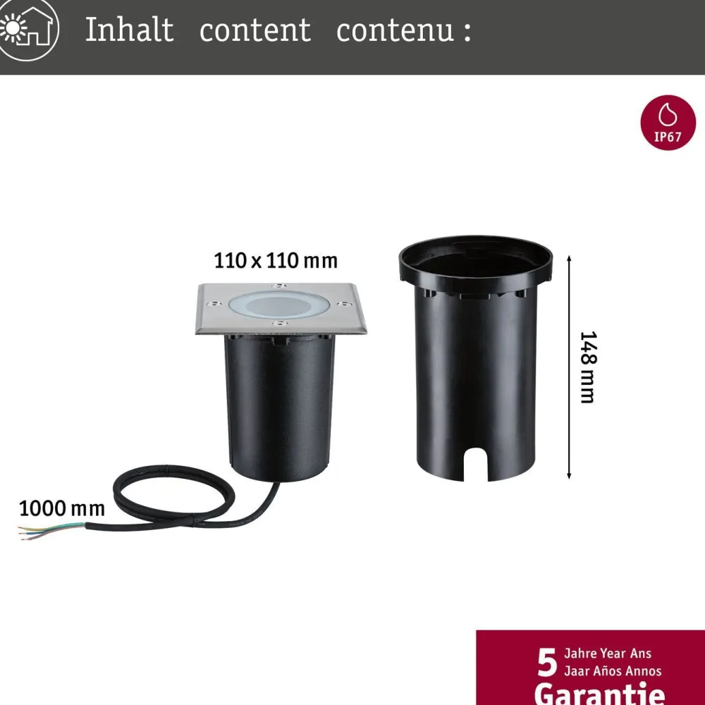 Sale Paulmann LED-terassivalaisin Floor, Smart Home Zigbee 3.0, IP67, 11x11cm, RGBW+, harjattu rauta